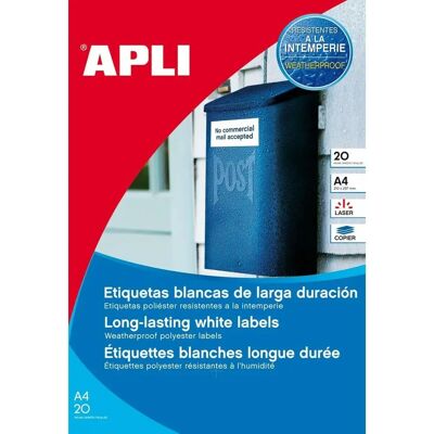 Apli Weiße Polyesteretiketten - 99,1x67,7mm - Selbstklebende Labels Apli Weiße Polyesteretiketten - 99,1x67,7mm - Selbstklebende Labels