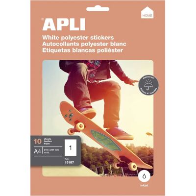 Apli White Model - Weather-Resistant Self-Adhesive Labels - 10 Sheets Apli White Model - Weather-Resistant Self-Adhesive Labels - 10 Sheets