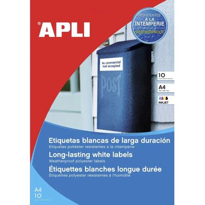 APLI Weatherproof Polyester Labels - 40 Labels 99.1x139mm APLI Weatherproof Polyester Labels - 40 Labels 99.1x139mm