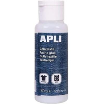 Colle textile Apli - Transparente, 80ml, pour tissus & bricolage Colle textile Apli - Transparente, 80ml, pour tissus & bricolage