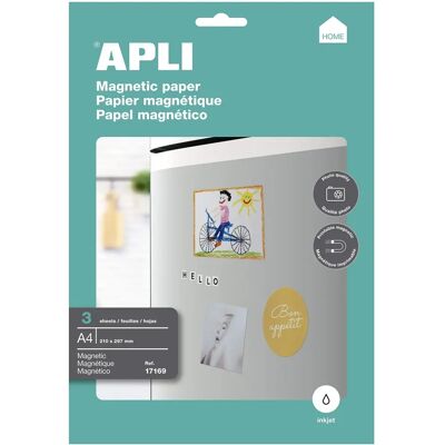 Papier Magnétique APLI - 3 Feuilles A4 - Imprimable Papier Magnétique APLI - 3 Feuilles A4 - Imprimable