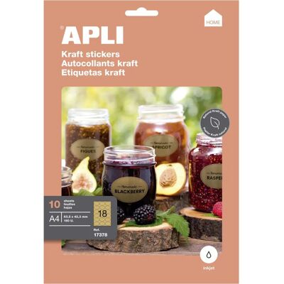 APLI Kraft Ovaletiketter - 63,5x42,3mm - 180 st APLI Kraft Ovaletiketter - 63,5x42,3mm - 180 st