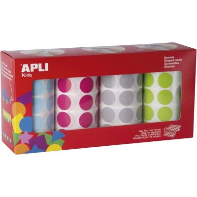 Set di Adesivi Apli Kids - Blu, Fucsia, Grigio, Verde - 20mm - 4 Rotoli - Artigianato Set di Adesivi Apli Kids - Blu, Fucsia, Grigio, Verde - 20mm - 4 Rotoli - Artigianato