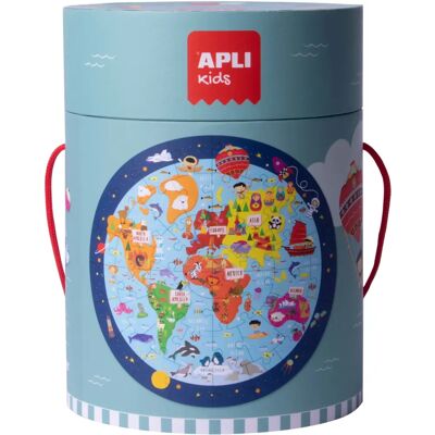 Apli Circulaire Wereldkaart Puzzel - 48 Stukken - 50cm Apli Circulaire Wereldkaart Puzzel - 48 Stukken - 50cm