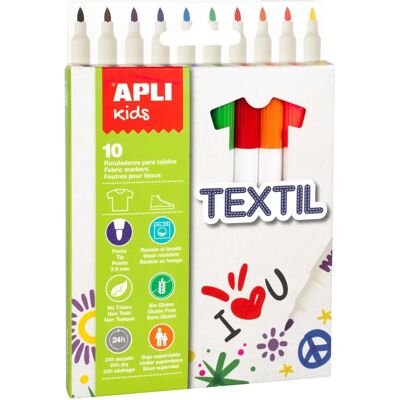 Set de Marqueurs Textile Apli Kids - 10 Couleurs - Publicité Set de Marqueurs Textile Apli Kids - 10 Couleurs - Publicité