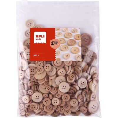 Apli 400 Natural Wooden Buttons - Craft Supplies Apli 400 Natural Wooden Buttons - Craft Supplies