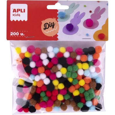 APLI Mini Pom Poms 200 Couleurs Fournitures de Bricolage - 18968 APLI Mini Pom Poms 200 Couleurs Fournitures de Bricolage - 18968