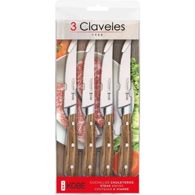 3 Claveles Kobe - Ensemble de 4 couteaux de cuisine 11,5cm - Couteaux de cuisine 3 Claveles Kobe - Ensemble de 4 couteaux de cuisine 11,5cm - Couteaux de cuisine