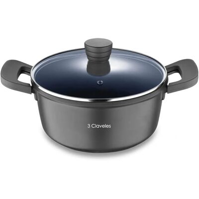 Claveles Aluminium moulé Antiadhésif Casserole avec Couvercle en Verre - Ustensiles de cuisine Claveles Aluminium moulé Antiadhésif Casserole avec Couvercle en Verre - Ustensiles de cuisine