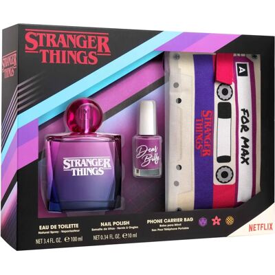 Conjunto Presente Stranger Things - Perfume, Esmalte e Estojo de Telefone Conjunto Presente Stranger Things - Perfume, Esmalte e Estojo de Telefone