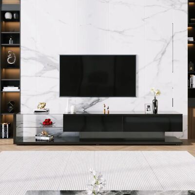 WISHDOR - Mobile TV - Negro - 2 cajones - Soporte de TV WISHDOR - Mobile TV - Negro - 2 cajones - Soporte de TV