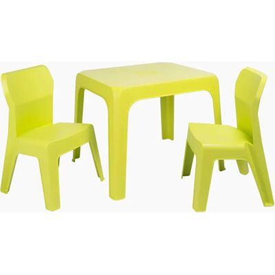 Set Tavolo e Sedie per Bambini Verde Lime - Leggero e Impilabile Set Tavolo e Sedie per Bambini Verde Lime - Leggero e Impilabile