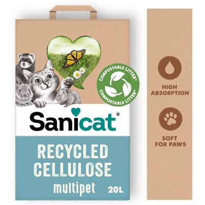 Pellets de Cellulose Recyclée Sanicat - 20 L - Litière pour Chats - Publicité Pellets de Cellulose Recyclée Sanicat - 20 L - Litière pour Chats - Publicité