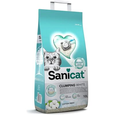 Litière pour chats Sanicat coton blanc agglomérante - 10L Litière pour chats Sanicat coton blanc agglomérante - 10L