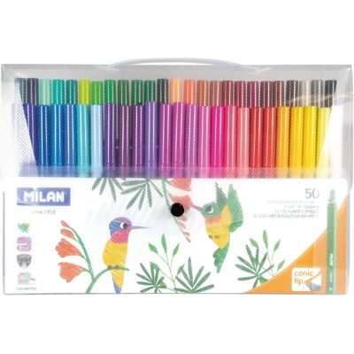 Milan WIKR-931277 Filzstifte-Set - Mehrfarbig, 3mm, 50 Stück Milan WIKR-931277 Filzstifte-Set - Mehrfarbig, 3mm, 50 Stück