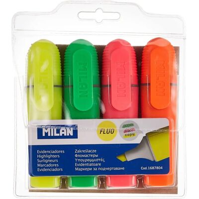 Marqueurs Fluorescents Milan - Pack 4 - Publicité Marqueurs Fluorescents Milan - Pack 4 - Publicité