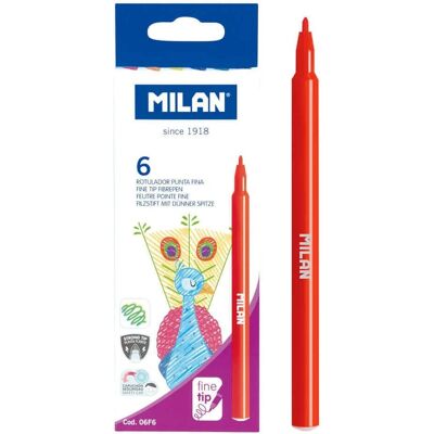 Milan Fibrepens 6er Set - Feine Spitze - Buntfarben - Künstlerbedarf Milan Fibrepens 6er Set - Feine Spitze - Buntfarben - Künstlerbedarf