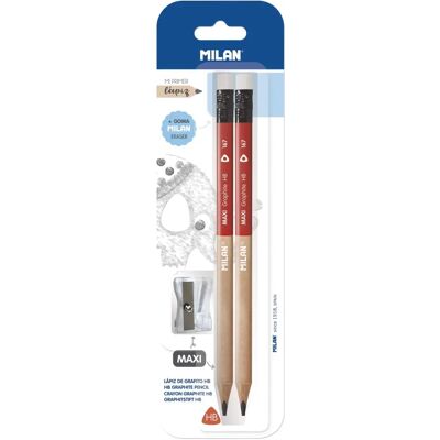 Ensemble Milan : 2 crayons hexagonaux HB Maxi avec gomme - Crayons - Publicité Ensemble Milan : 2 crayons hexagonaux HB Maxi avec gomme - Crayons - Publicité