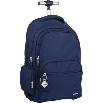 Zaino Scolastico Milan Navy Blue con Ruote - 25L - Zaino con Ruote Zaino Scolastico Milan Navy Blue con Ruote - 25L - Zaino con Ruote