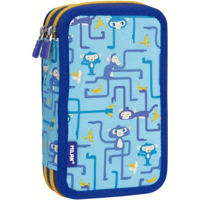 Milan Tangled Monkeys Doppeltes Federmäppchen - 34 Stück - Blau Milan Tangled Monkeys Doppeltes Federmäppchen - 34 Stück - Blau