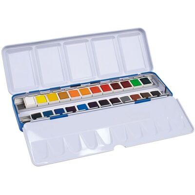 Milan Aquarellfarben-Set - Metalkoffer, 24 Halbe Pfannen Milan Aquarellfarben-Set - Metalkoffer, 24 Halbe Pfannen