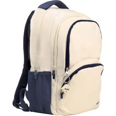 Sac Scolaire Milan 1918 Beige - 3 Fermetures Éclair - 25L - Publicité Sac Scolaire Milan 1918 Beige - 3 Fermetures Éclair - 25L - Publicité