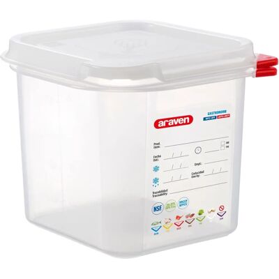 Voedselcontainer in polypropyleen GN 1/6 - 1,7L, Hermetisch, Stapelbaar Voedselcontainer in polypropyleen GN 1/6 - 1,7L, Hermetisch, Stapelbaar