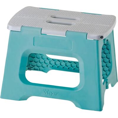 Tabouret Pliant Turquoise VIGAR - Économie d'espace 23cm - Publicité Tabouret Pliant Turquoise VIGAR - Économie d'espace 23cm - Publicité