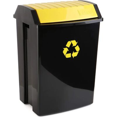 Tatay 50L Recycling Container Zwart en Geel - Afvalbak Tatay 50L Recycling Container Zwart en Geel - Afvalbak