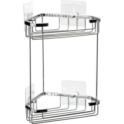 Panier de Douche d'angle Chrome - 2 Étagères - Organisateur de Salle de Bain Panier de Douche d'angle Chrome - 2 Étagères - Organisateur de Salle de Bain
