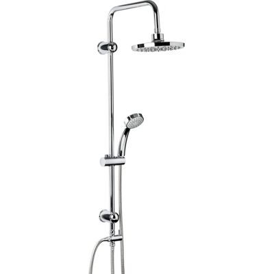 Colonne de douche chrome Tatay avec réglage en hauteur et double pommeau - Publicité Colonne de douche chrome Tatay avec réglage en hauteur et double pommeau - Publicité