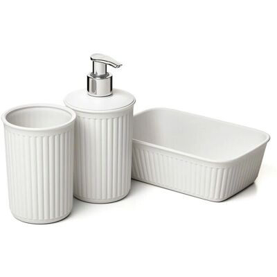 Ensemble de Salle de Bain Blanc Tatay - Plastique, 17x11.3x16.5cm - Publicité Ensemble de Salle de Bain Blanc Tatay - Plastique, 17x11.3x16.5cm - Publicité