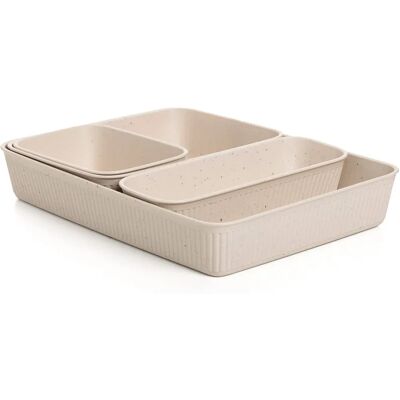 Set di 4 Organizer Tatay Baobab Beige Plastica Sottile Set di 4 Organizer Tatay Baobab Beige Plastica Sottile