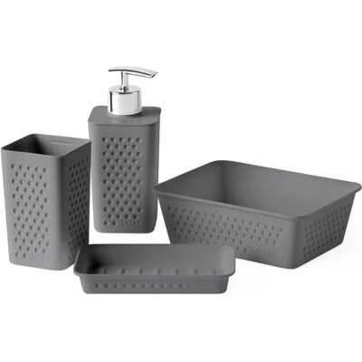 Ensemble de rangement de salle de bain Bohol A6 - 4 unités - Gris Ensemble de rangement de salle de bain Bohol A6 - 4 unités - Gris