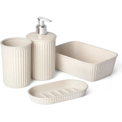 Tatay Badezimmer-Organizer-Set - 4 Stück, recyceltes Plastik, Beige Tatay Badezimmer-Organizer-Set - 4 Stück, recyceltes Plastik, Beige