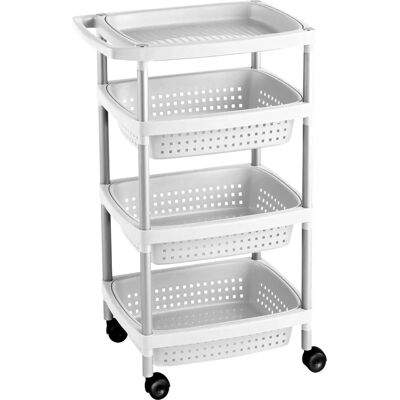 Tatay 7738201 Chariot de Cuisine Blanc avec 4 Étagères Tatay 7738201 Chariot de Cuisine Blanc avec 4 Étagères