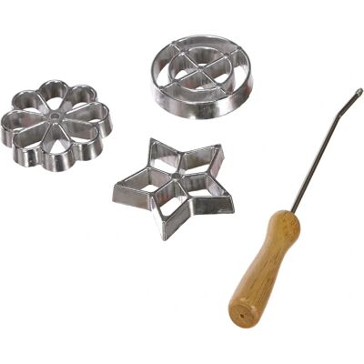 Ibili Rosette Mold Set - 27x7cm - Stainless Steel & Wood - For Donuts Ibili Rosette Mold Set - 27x7cm - Stainless Steel & Wood - For Donuts