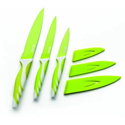 Ibili 727650 - Grünes Messerset - Antihaft 8,5+12,5+15cm Küchenmesser Ibili 727650 - Grünes Messerset - Antihaft 8,5+12,5+15cm Küchenmesser
