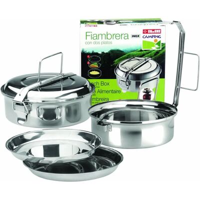 Ibili 720614 Caixa de alimentos com 2 pratos de aço inox Ibili 720614 Caixa de alimentos com 2 pratos de aço inox