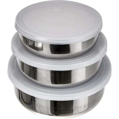 Ibili 712000 Set av Rostfritt Stål Matförvaringsbehållare - 3 Stycken 14-16-18cm Ibili 712000 Set av Rostfritt Stål Matförvaringsbehållare - 3 Stycken 14-16-18cm