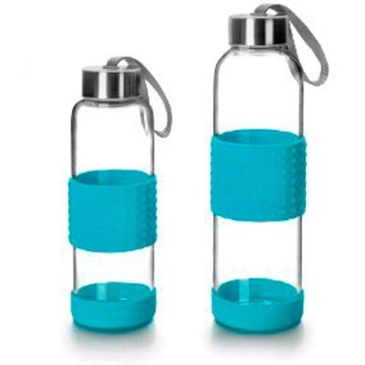 Ibili 500ml Blauwe Glazen Fles - Duurzaam, Draagbaar, Antislip Ibili 500ml Blauwe Glazen Fles - Duurzaam, Draagbaar, Antislip