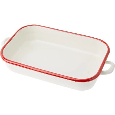 IBILI Bräter mit Griffen 32x7 cm aus emailliertem Stahl in weiß/rot IBILI Bräter mit Griffen 32x7 cm aus emailliertem Stahl in weiß/rot