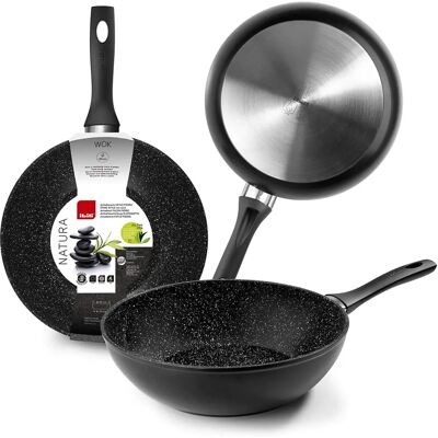 Ibili Wok Natura 30 cm - Aluminio, Antiadherente, Inducción Ibili Wok Natura 30 cm - Aluminio, Antiadherente, Inducción