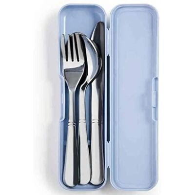Ibili Lunch Away - Set de Couverts Réutilisables en Acier Inoxydable - Bleu - Publicité Ibili Lunch Away - Set de Couverts Réutilisables en Acier Inoxydable - Bleu - Publicité