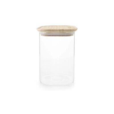 Ibili 681011 Vorratsbehälter - Quadrat, 1,1L, Bambus, Transparent - Lebensmittelaufbewahrung Ibili 681011 Vorratsbehälter - Quadrat, 1,1L, Bambus, Transparent - Lebensmittelaufbewahrung
