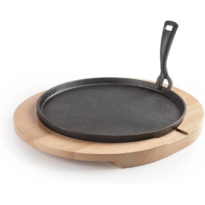 Ibili Gusseiserne Platte mit Holzsockel - 26cm Ibili Gusseiserne Platte mit Holzsockel - 26cm
