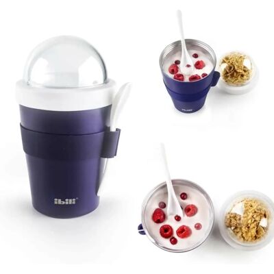 Ibili Draagbare Yoghurt- en Mueslicup - Dubbelwandig Metaal - 500ml Ibili Draagbare Yoghurt- en Mueslicup - Dubbelwandig Metaal - 500ml