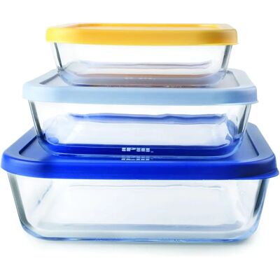Conjunto de Armazenamento de Alimentos Ibili - 3/4 Recipientes, Resistente ao Calor Conjunto de Armazenamento de Alimentos Ibili - 3/4 Recipientes, Resistente ao Calor