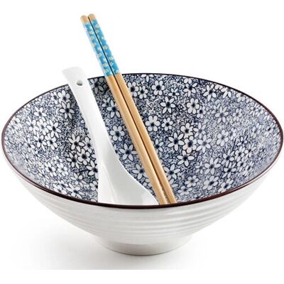 Ibili 693400 Bol à soupe de nouilles 1.15L - Ensemble de bol, cuillère et baguettes Ibili 693400 Bol à soupe de nouilles 1.15L - Ensemble de bol, cuillère et baguettes