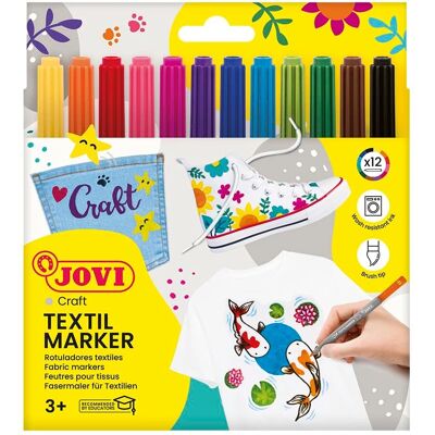 JOVI Textilmarker 12er Pack - Bunte Stofffarben JOVI Textilmarker 12er Pack - Bunte Stofffarben